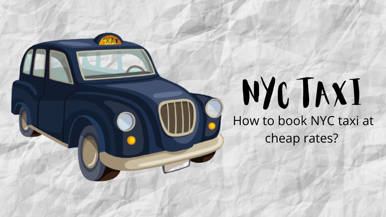 An animated image of a taxi depicting car fares in New York city