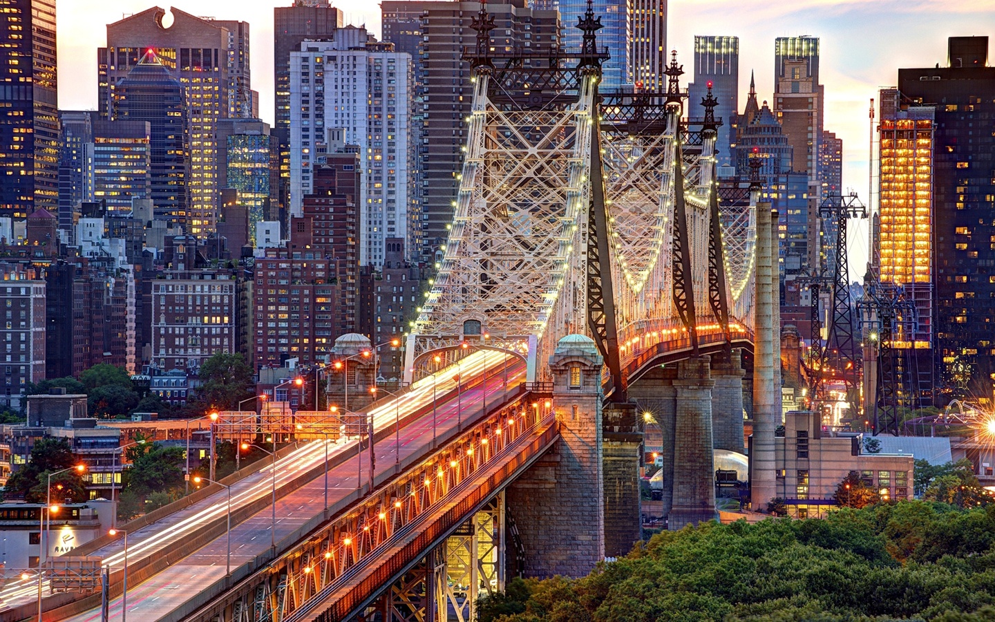 New York City USA Manhattan Queensboro Bridge buildings