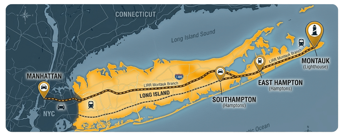 Distance and Travel Time From NYC to the Hamptons
