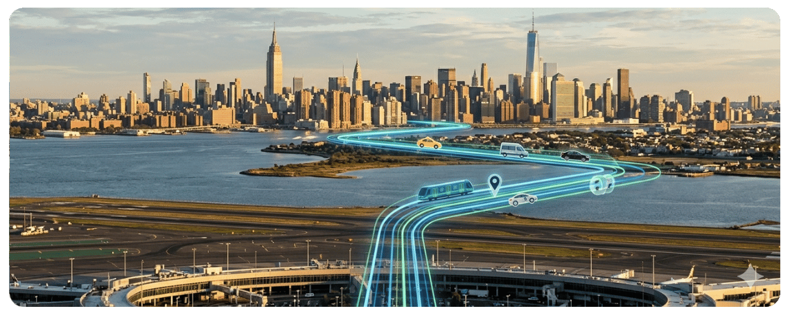 Distance and Typical Travel Time Between JFK and Times Square