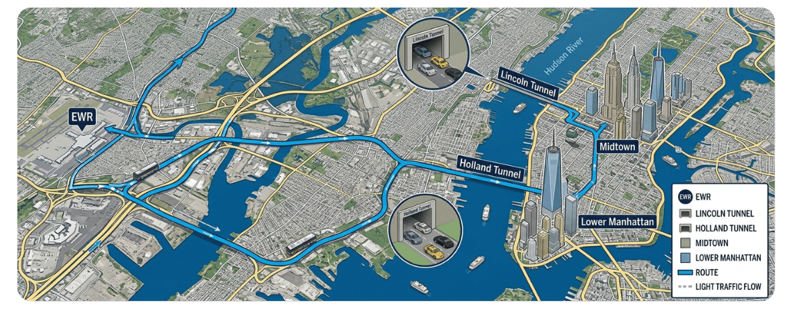 Newark Airport to Manhattan: Distance and Typical Travel Time