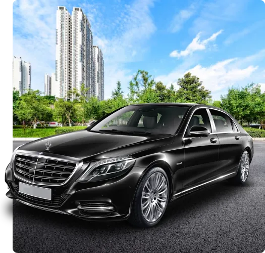 A luxury black Mercedes parked at a New York city area