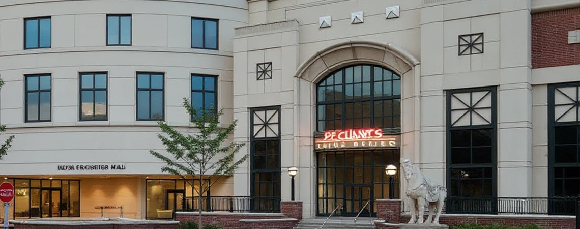 Westchester Mall entrance in White Plains, a top stop for travelers traveling from New York to White Plains.