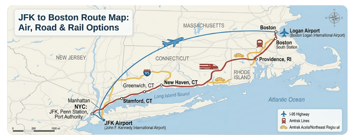 How to Get from JFK to Boston? Understanding the Route