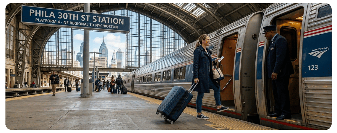 Train + Subway — Most Reliable Car-Free Option