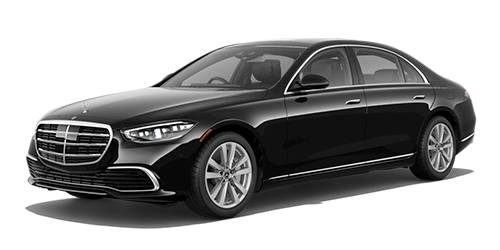 A luxury black Mercedes Benz S Class under NYC United limo.