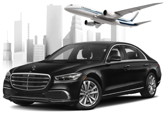 A fully equipped luxury black Mercedes at JFK airport